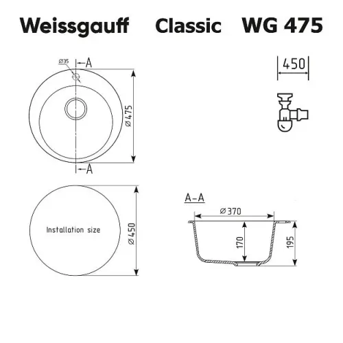 Кухонная мойка WEISSGAUFF WG 47503 Classic Light Grey