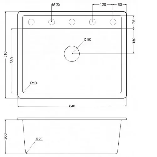 Кухонная мойка EMAR EMQ-1640.Q оникс