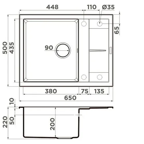 Кухонная мойка OMOIKIRI Sumi 65A-MO (4997468)