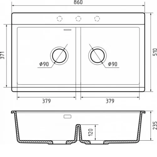 Кухонная мойка RIVELATO FONDE 8638-2 Titanio