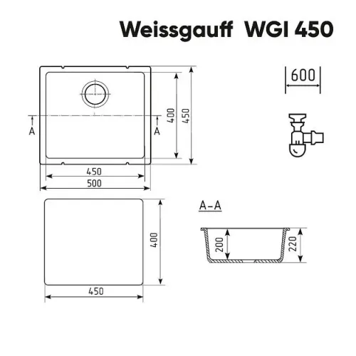 Кухонная мойка WEISSGAUFF WGI 45007 Deep Black