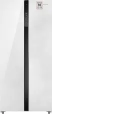 Холодильник WEISSGAUFF WSBS 500 Inverter NoFrost White Rock Glass