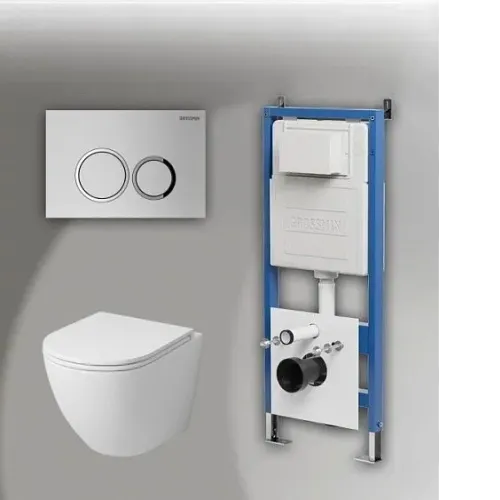 Комплект GROSSMAN инсталляция 900.K31.01.000 + клавиша смыва 700.K31.01.110.110 хром матовый + унитаз GR-4455MS