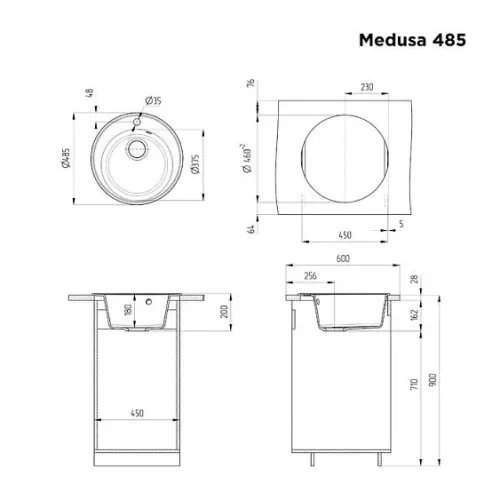 Кухонная мойка MAUNFELD Medusa 485 MFQS-485DGR темно-серый