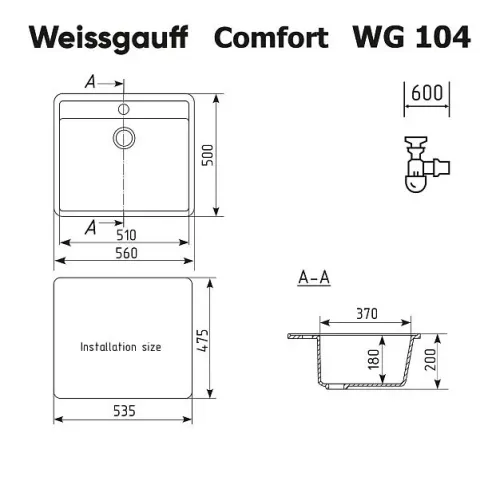 Кухонная мойка WEISSGAUFF WG 104310 Comfort Cold Grey