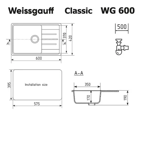 Кухонная мойка WEISSGAUFF WG 60002 Classic Ivory