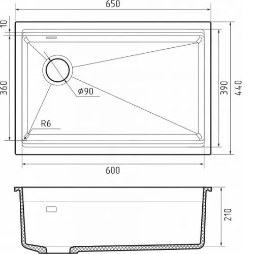 Кухонная мойка RIVELATO LINO 654-L topazio