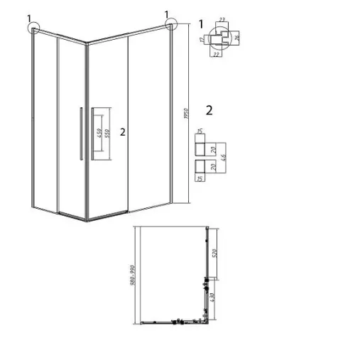 1/2 душевого ограждения GROSSMAN 1/2.K33.01.10.10.02 хром