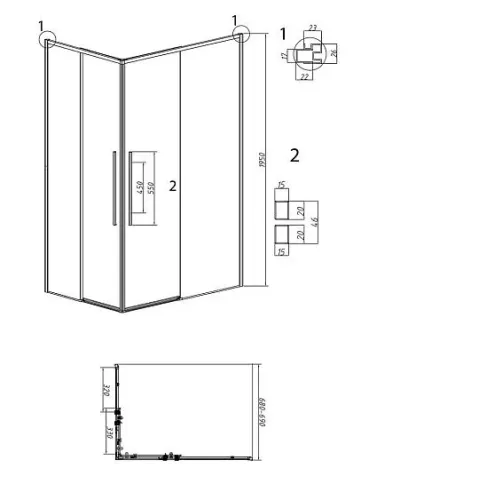 1/2 душевого ограждения GROSSMAN 1/2.K33.01.70.10.00 хром