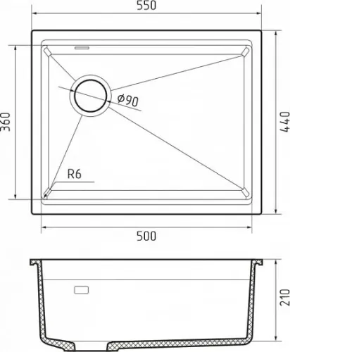 Кухонная мойка RIVELATO LINO 554-L antracite