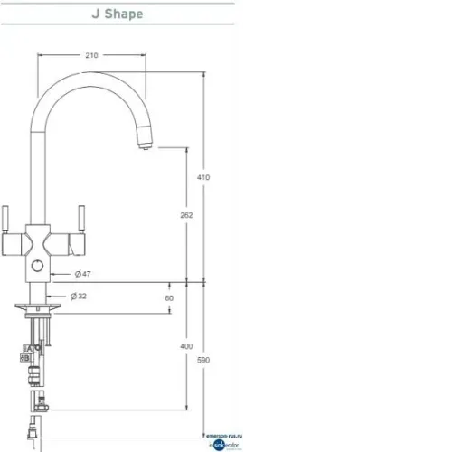 Смеситель IN SINK ERATOR J черный (бак с фильтром и кипячением)
