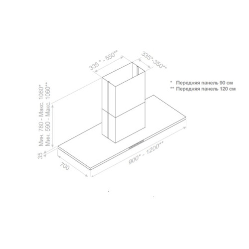 Вытяжка PANDO I-402/120 INOX V.1250 ECO SEC