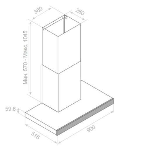 Вытяжка PANDO P-826/90 INOX - TOUCH CRISTAL BLANCO V.850 SEC
