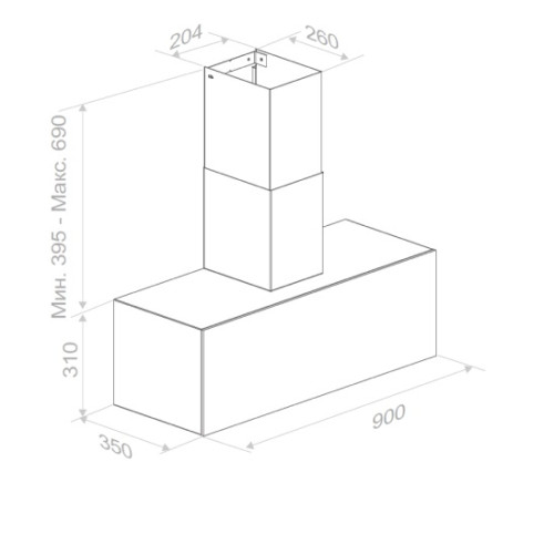 Вытяжка PANDO P-745/90 INOX DEKTON ZENITH V.1050 ECO SEC PLUS