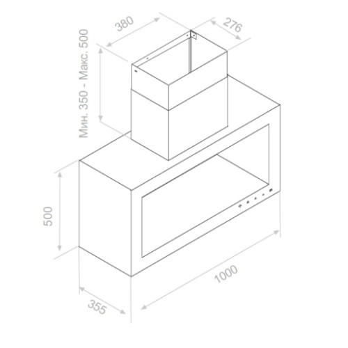 Вытяжка PANDO P-960/100 INOX/BLANCO BRILLO V.1250 ECO SEC