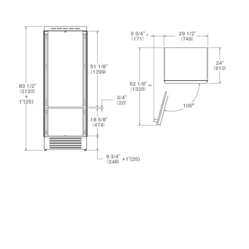 Холодильник BERTAZZONI REF755BBLPTT