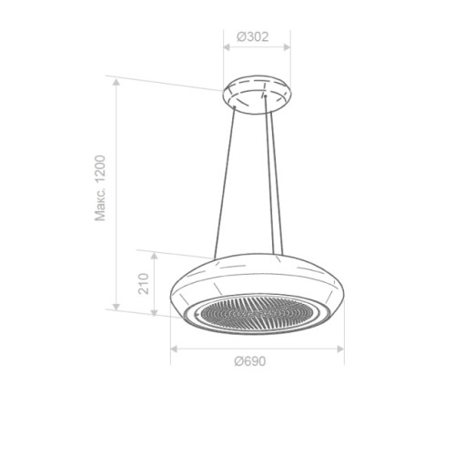 Вытяжка PANDO SKYLOOP CERAMIC/69 COBRE V.1130 ECO SEC