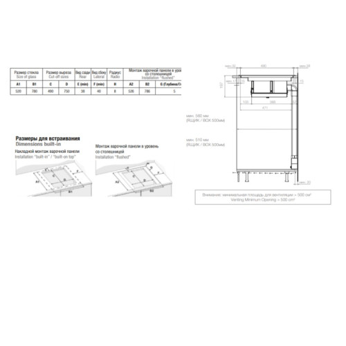 Варочная поверхность с вытяжкой PANDO E-391/78 V.1130 ECO PLUS