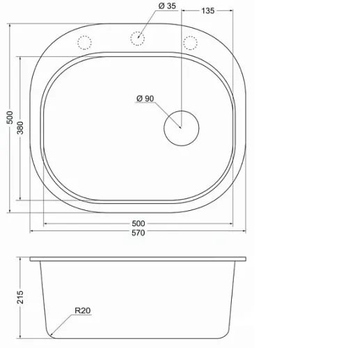 Кухонная мойка EMAR EMQ-1570.C антрацит