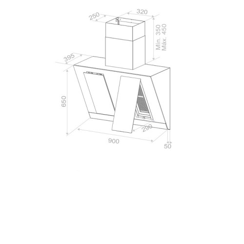 Вытяжка PANDO P-777/90 CRISTAL BLANCO V.1050 ECO SEC