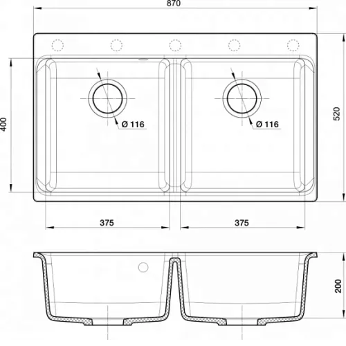 Кухонная мойка RIVELATO AXEL 90-2D antracite