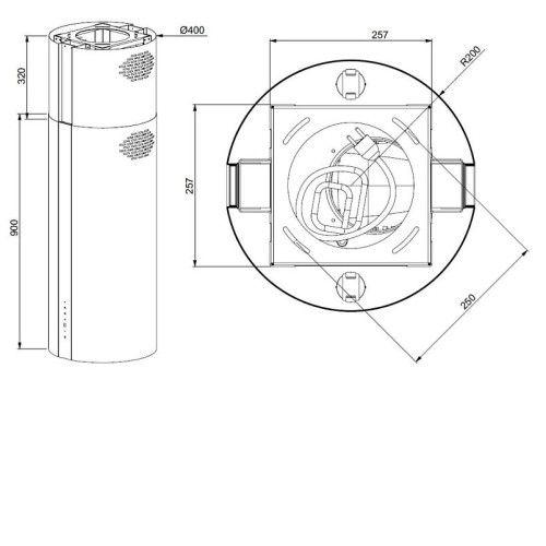 Вытяжка MEFERI TUBE40IX ISLA COMFORT PLUS