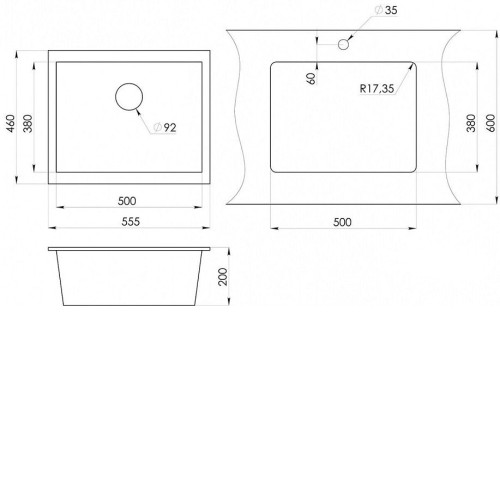 Кухонная мойка EMAR EMQ-1555.P антрацит