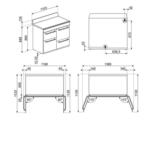 Варочный центр SMEG TR4110P