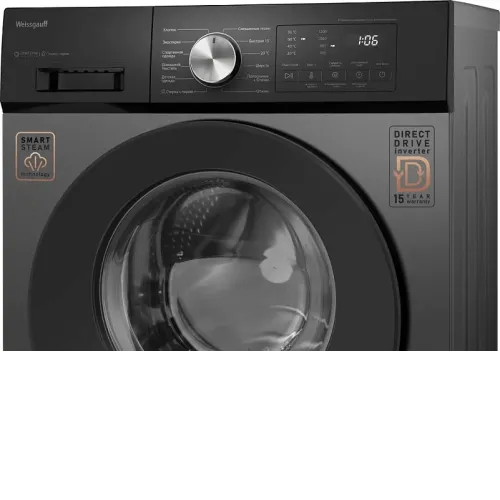 Стиральная машина WEISSGAUFF WM 45127 Direct Drive Inverter Steam Deep Grey
