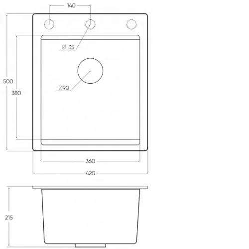 Кухонная мойка EMAR EMQ-1420.Q алмаз