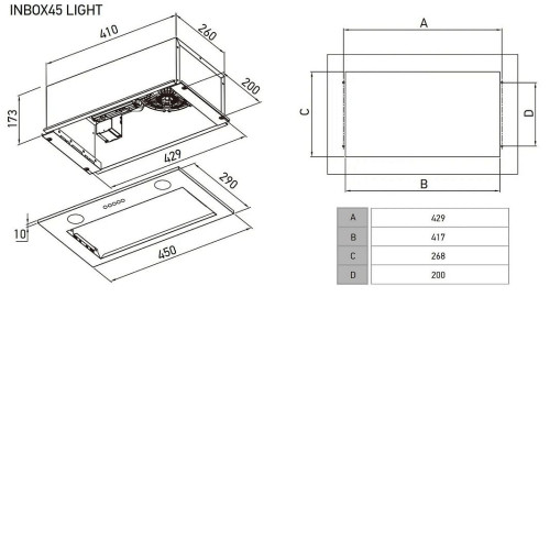 Вытяжка MEFERI INBOX45WH LIGHT